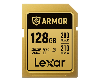 Karta pamięci Lexar 128GB SDXC ARMOR Gold UHS-II U3 V60 IP68 Stainless Steel